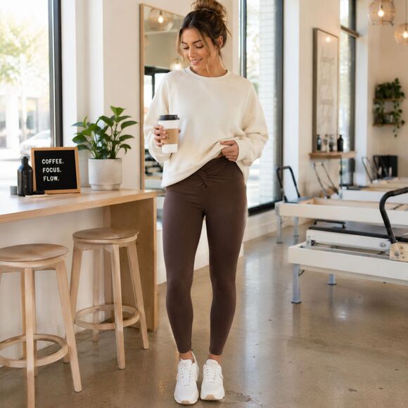 aerie Pants - Offline by Aerie Real Me XTRA Twist Waist Leggings Brown Small 7/8 High Rise